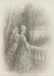 Les Adieux, 1870 (blyant med grå vask forhøjet med kropsfarve)